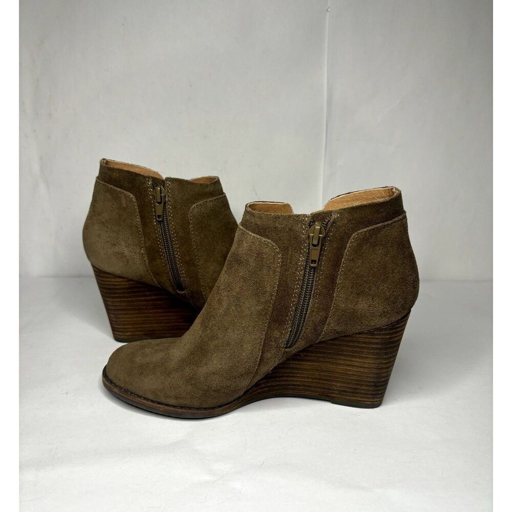 Lucky Brand Brown Suede Heel Ankle Inner Zipper Women's Booties